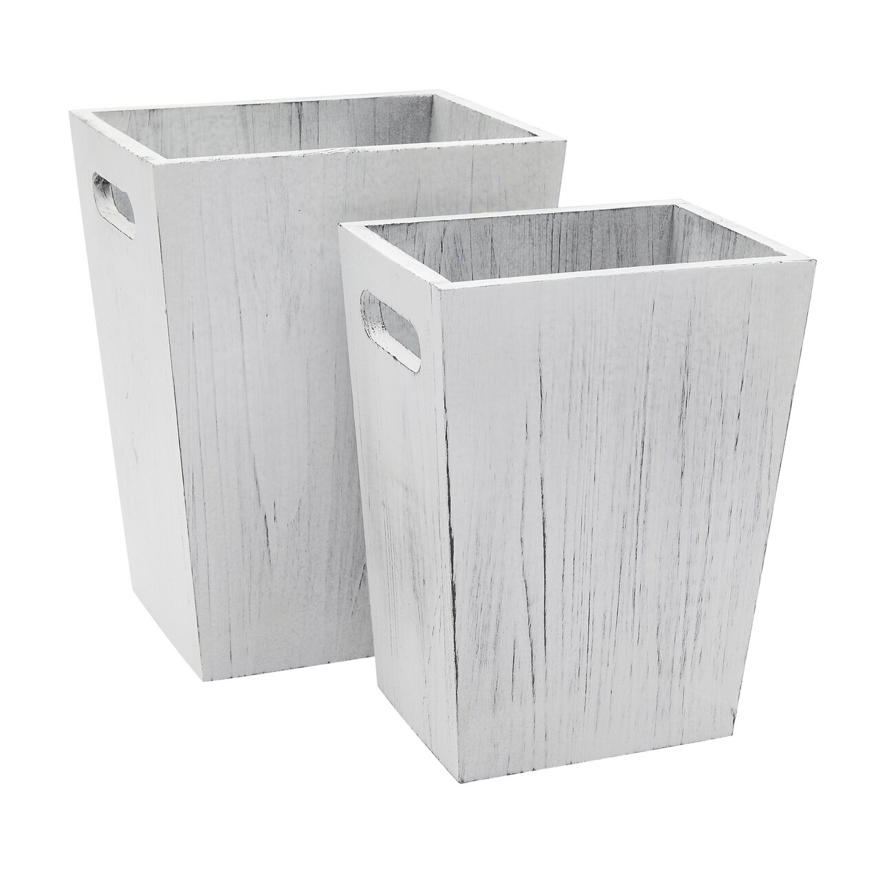 2 Piece Rustic Bathroom Trash Can Set with Handles for Bedroom